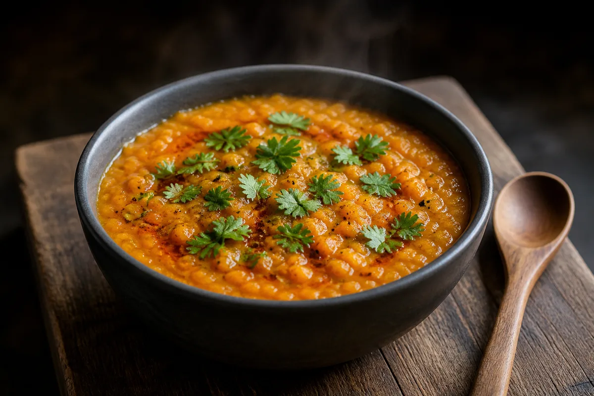 Dhal de lentilles corail : recette indienne, tadka et variantes